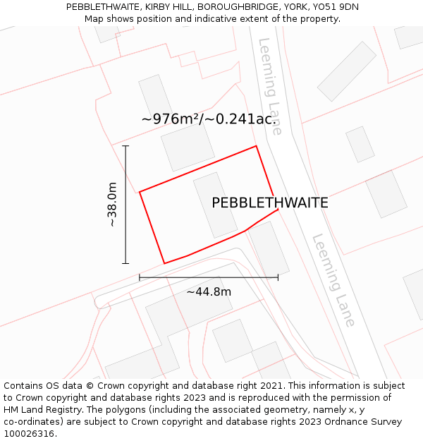 PEBBLETHWAITE, KIRBY HILL, BOROUGHBRIDGE, YORK, YO51 9DN: Plot and title map