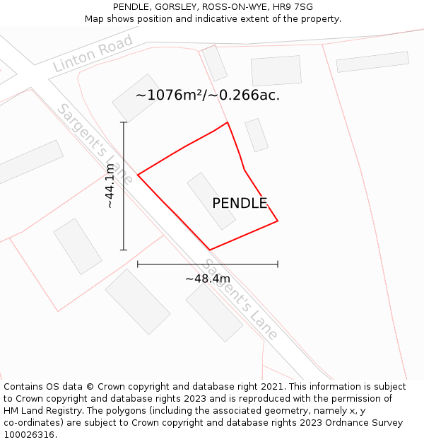 PENDLE, GORSLEY, ROSS-ON-WYE, HR9 7SG: Plot and title map