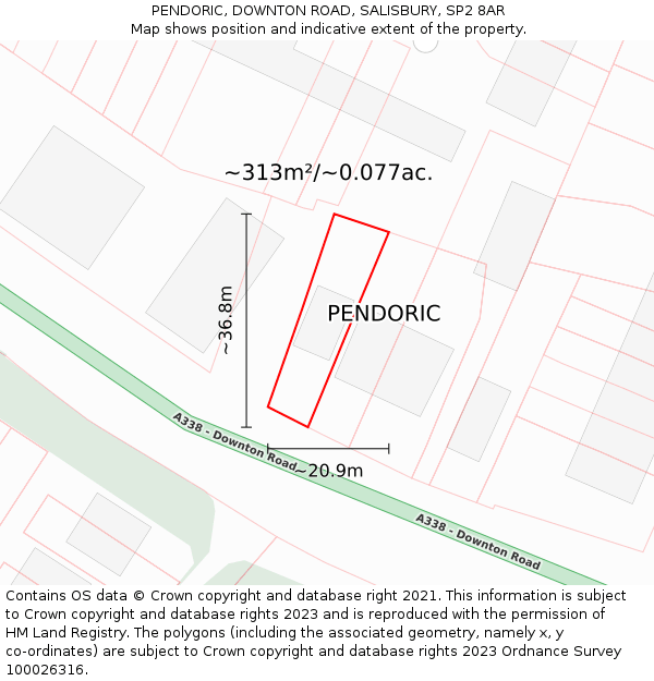 PENDORIC, DOWNTON ROAD, SALISBURY, SP2 8AR: Plot and title map