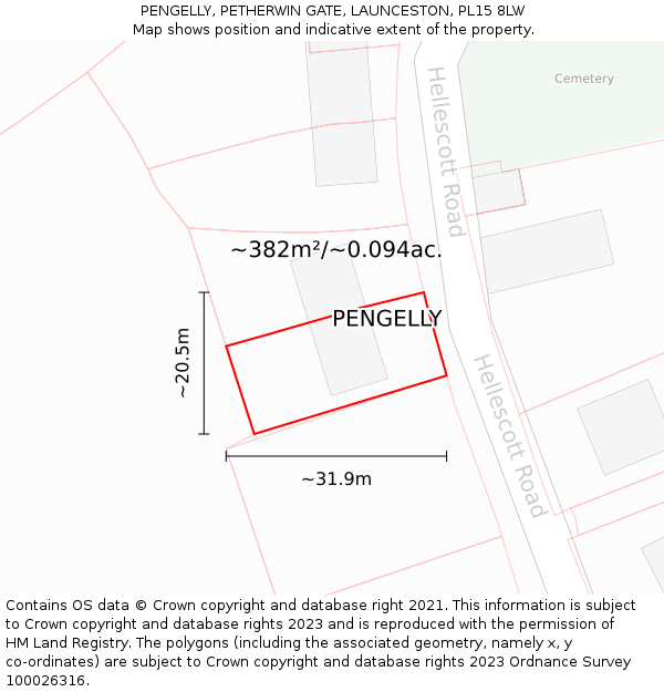 PENGELLY, PETHERWIN GATE, LAUNCESTON, PL15 8LW: Plot and title map