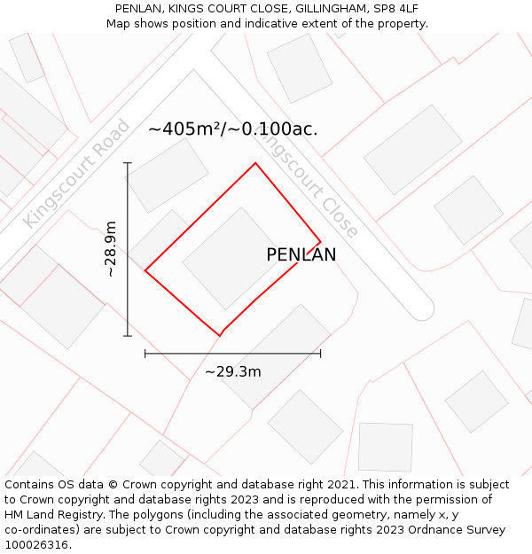 PENLAN, KINGS COURT CLOSE, GILLINGHAM, SP8 4LF: Plot and title map