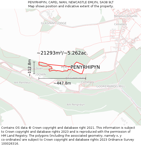 PENYRHIPYN, CAPEL IWAN, NEWCASTLE EMLYN, SA38 9LT: Plot and title map