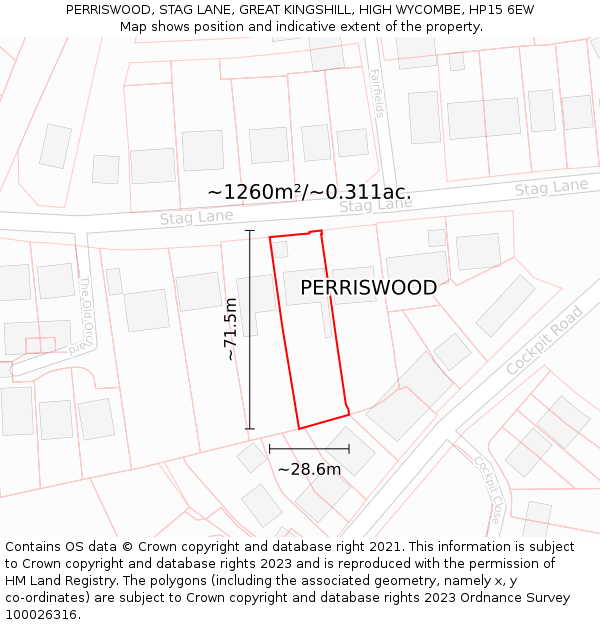 PERRISWOOD, STAG LANE, GREAT KINGSHILL, HIGH WYCOMBE, HP15 6EW: Plot and title map