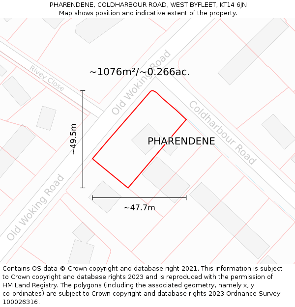 PHARENDENE, COLDHARBOUR ROAD, WEST BYFLEET, KT14 6JN: Plot and title map