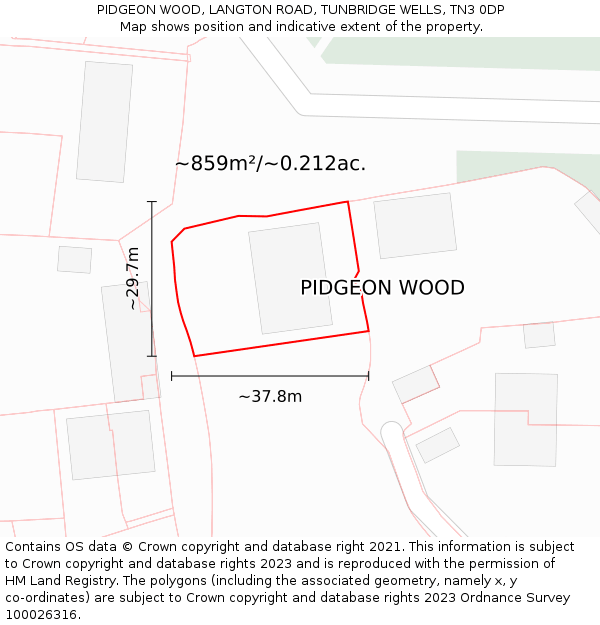PIDGEON WOOD, LANGTON ROAD, TUNBRIDGE WELLS, TN3 0DP: Plot and title map