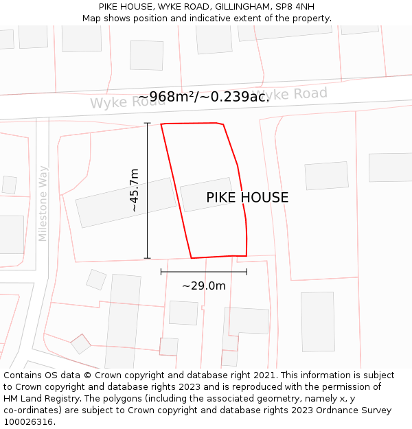 PIKE HOUSE, WYKE ROAD, GILLINGHAM, SP8 4NH: Plot and title map