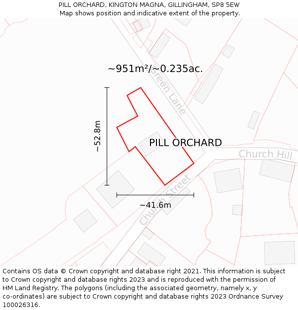 PILL ORCHARD, KINGTON MAGNA, GILLINGHAM, SP8 5EW: Plot and title map