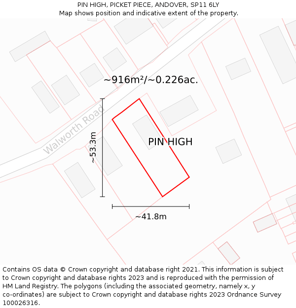 PIN HIGH, PICKET PIECE, ANDOVER, SP11 6LY: Plot and title map