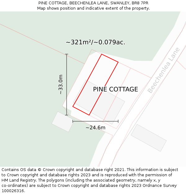 PINE COTTAGE, BEECHENLEA LANE, SWANLEY, BR8 7PR: Plot and title map
