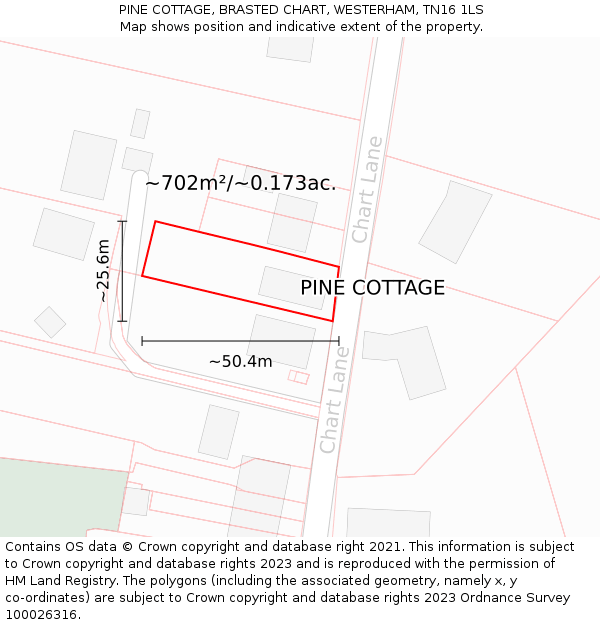 PINE COTTAGE, BRASTED CHART, WESTERHAM, TN16 1LS: Plot and title map