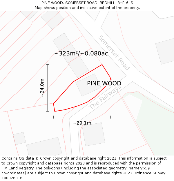 PINE WOOD, SOMERSET ROAD, REDHILL, RH1 6LS: Plot and title map
