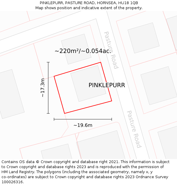 PINKLEPURR, PASTURE ROAD, HORNSEA, HU18 1QB: Plot and title map
