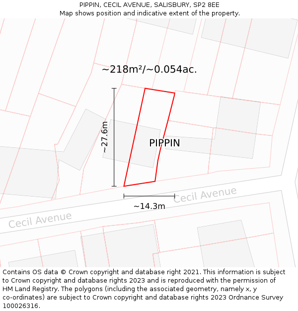 PIPPIN, CECIL AVENUE, SALISBURY, SP2 8EE: Plot and title map