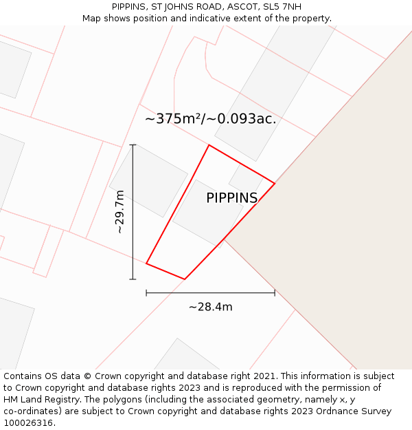 PIPPINS, ST JOHNS ROAD, ASCOT, SL5 7NH: Plot and title map