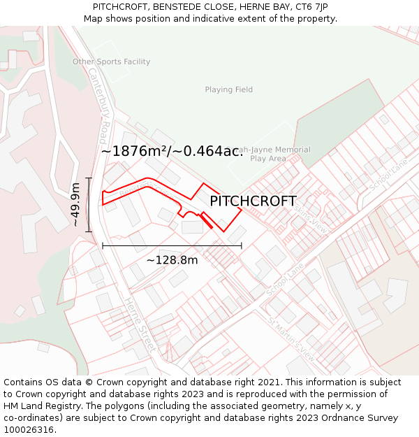 PITCHCROFT, BENSTEDE CLOSE, HERNE BAY, CT6 7JP: Plot and title map