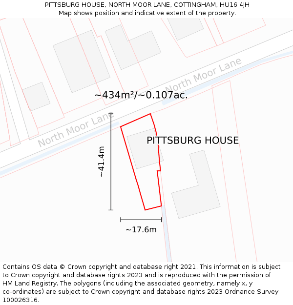 PITTSBURG HOUSE, NORTH MOOR LANE, COTTINGHAM, HU16 4JH: Plot and title map