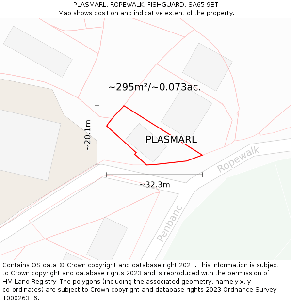 PLASMARL, ROPEWALK, FISHGUARD, SA65 9BT: Plot and title map