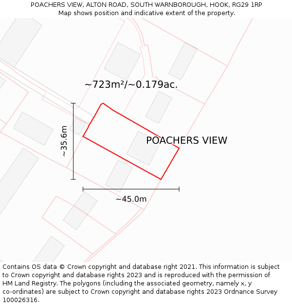 POACHERS VIEW, ALTON ROAD, SOUTH WARNBOROUGH, HOOK, RG29 1RP: Plot and title map
