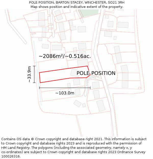 POLE POSITION, BARTON STACEY, WINCHESTER, SO21 3RH: Plot and title map