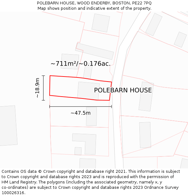 POLEBARN HOUSE, WOOD ENDERBY, BOSTON, PE22 7PQ: Plot and title map