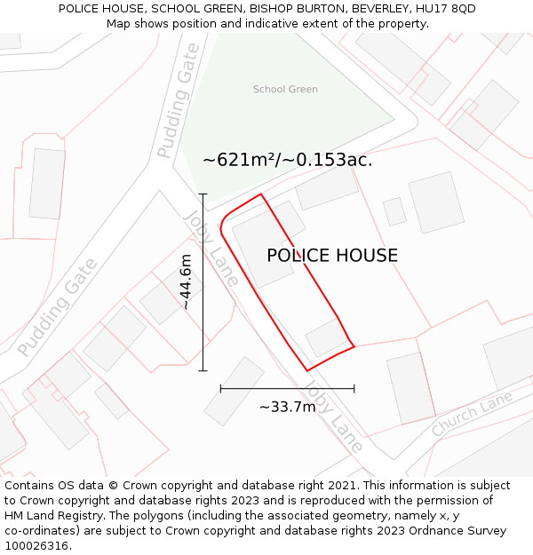 POLICE HOUSE, SCHOOL GREEN, BISHOP BURTON, BEVERLEY, HU17 8QD: Plot and title map