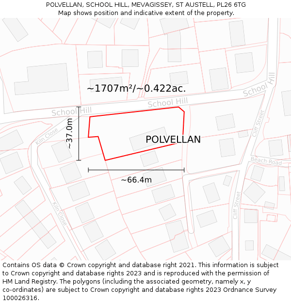 POLVELLAN, SCHOOL HILL, MEVAGISSEY, ST AUSTELL, PL26 6TG: Plot and title map