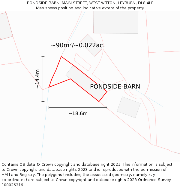 PONDSIDE BARN, MAIN STREET, WEST WITTON, LEYBURN, DL8 4LP: Plot and title map