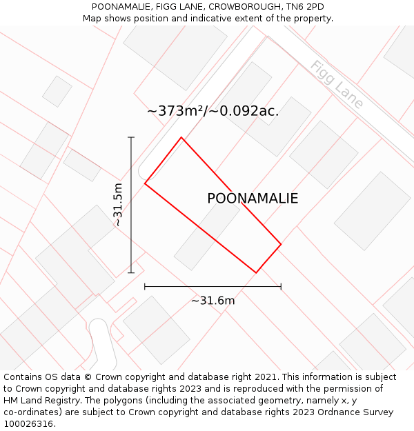 POONAMALIE, FIGG LANE, CROWBOROUGH, TN6 2PD: Plot and title map