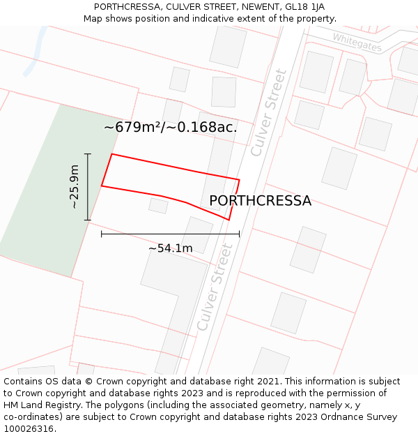 PORTHCRESSA, CULVER STREET, NEWENT, GL18 1JA: Plot and title map