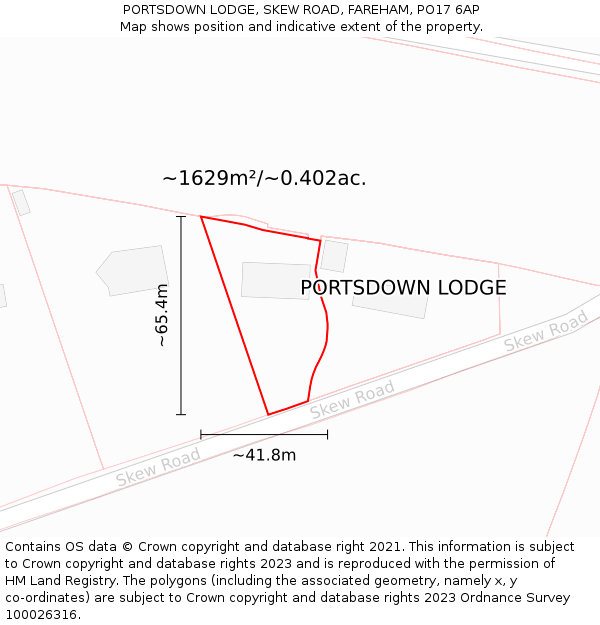 PORTSDOWN LODGE, SKEW ROAD, FAREHAM, PO17 6AP: Plot and title map