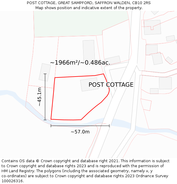 POST COTTAGE, GREAT SAMPFORD, SAFFRON WALDEN, CB10 2RS: Plot and title map