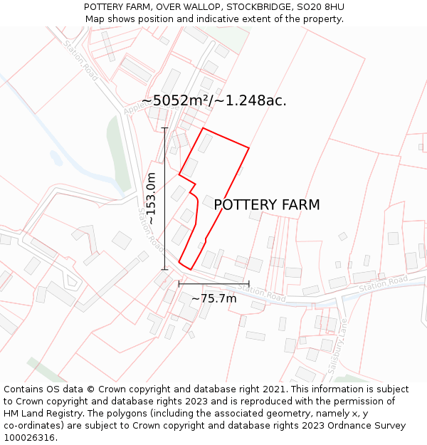 POTTERY FARM, OVER WALLOP, STOCKBRIDGE, SO20 8HU: Plot and title map