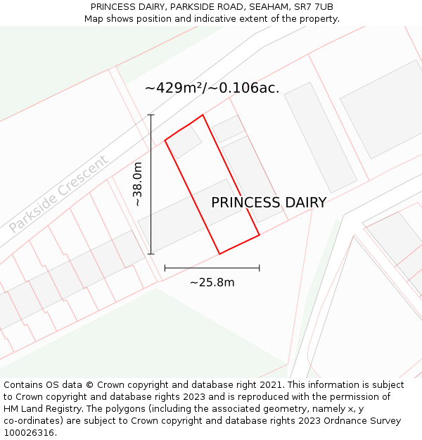PRINCESS DAIRY, PARKSIDE ROAD, SEAHAM, SR7 7UB: Plot and title map