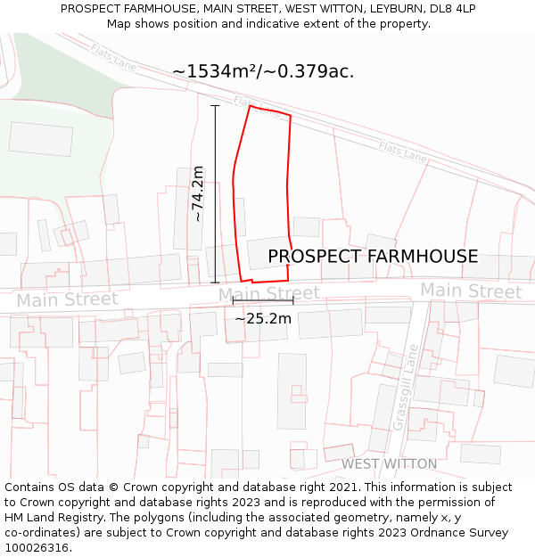 PROSPECT FARMHOUSE, MAIN STREET, WEST WITTON, LEYBURN, DL8 4LP: Plot and title map