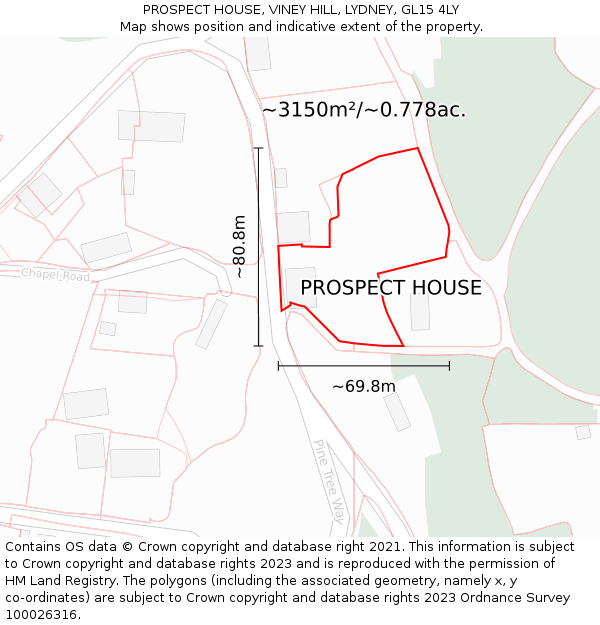 PROSPECT HOUSE, VINEY HILL, LYDNEY, GL15 4LY: Plot and title map