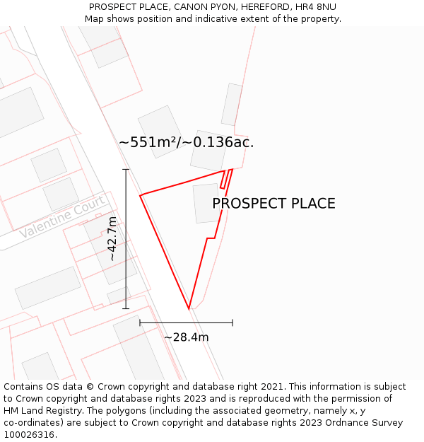 PROSPECT PLACE, CANON PYON, HEREFORD, HR4 8NU: Plot and title map