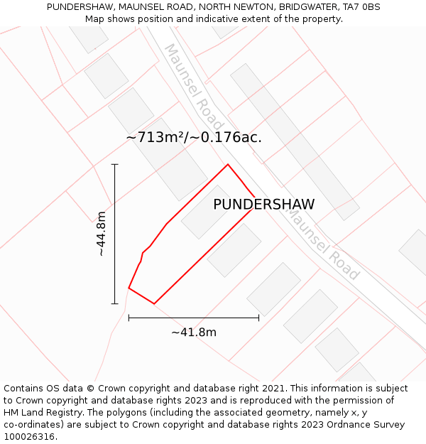 PUNDERSHAW, MAUNSEL ROAD, NORTH NEWTON, BRIDGWATER, TA7 0BS: Plot and title map