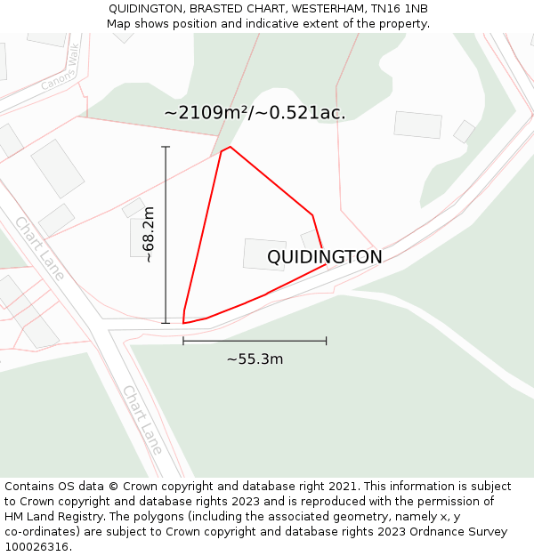 QUIDINGTON, BRASTED CHART, WESTERHAM, TN16 1NB: Plot and title map