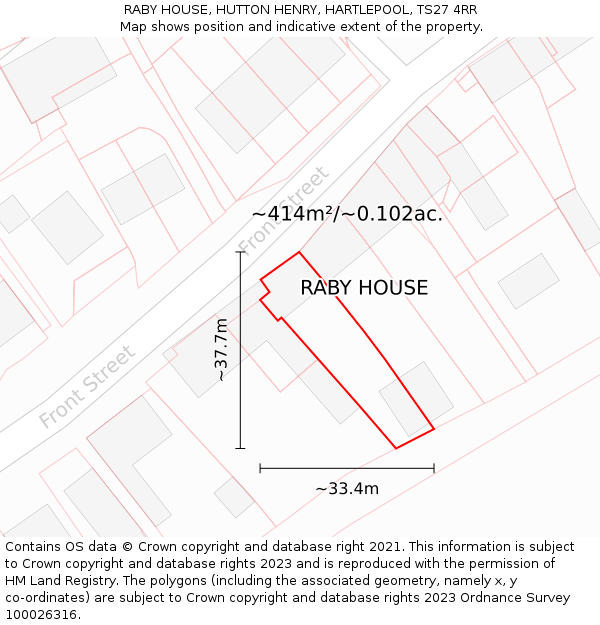 RABY HOUSE, HUTTON HENRY, HARTLEPOOL, TS27 4RR: Plot and title map