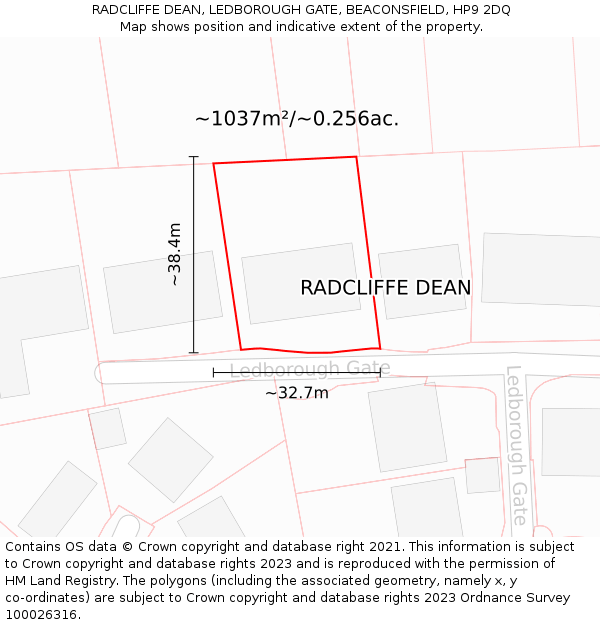 RADCLIFFE DEAN, LEDBOROUGH GATE, BEACONSFIELD, HP9 2DQ: Plot and title map