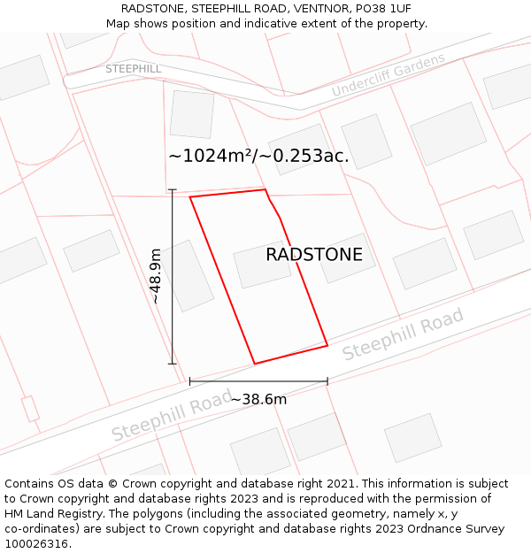 RADSTONE, STEEPHILL ROAD, VENTNOR, PO38 1UF: Plot and title map
