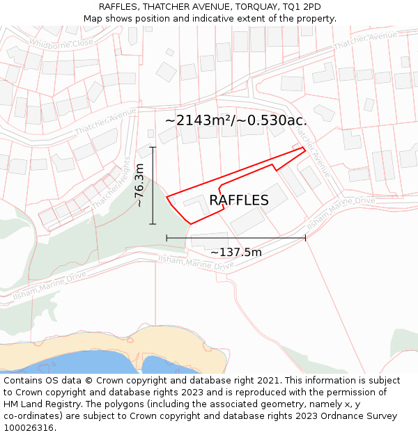 RAFFLES, THATCHER AVENUE, TORQUAY, TQ1 2PD: Plot and title map