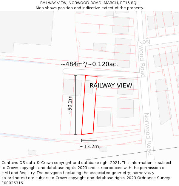 RAILWAY VIEW, NORWOOD ROAD, MARCH, PE15 8QH: Plot and title map