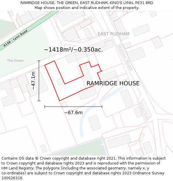 RAMRIDGE HOUSE, THE GREEN, EAST RUDHAM, KING'S LYNN, PE31 8RD: Plot and title map