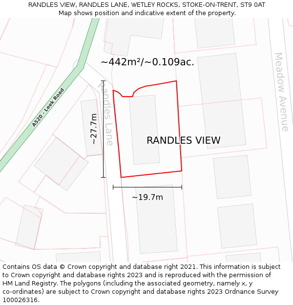 RANDLES VIEW, RANDLES LANE, WETLEY ROCKS, STOKE-ON-TRENT, ST9 0AT: Plot and title map