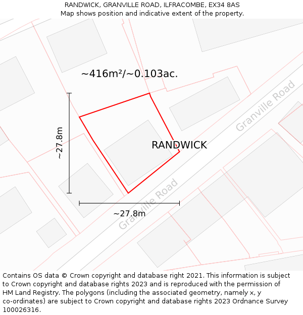 RANDWICK, GRANVILLE ROAD, ILFRACOMBE, EX34 8AS: Plot and title map