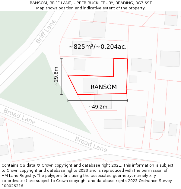 RANSOM, BRIFF LANE, UPPER BUCKLEBURY, READING, RG7 6ST: Plot and title map