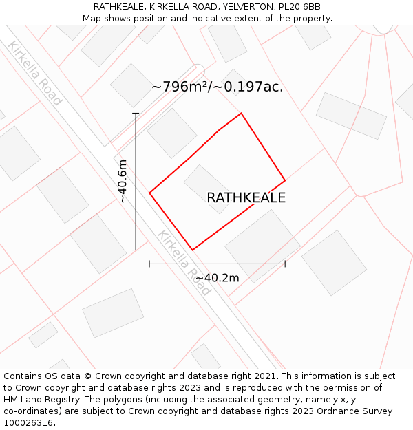 RATHKEALE, KIRKELLA ROAD, YELVERTON, PL20 6BB: Plot and title map