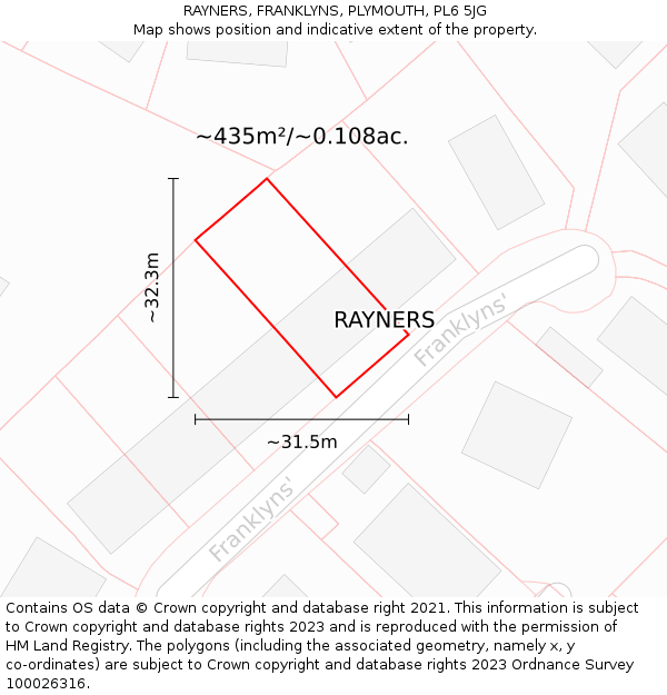 RAYNERS, FRANKLYNS, PLYMOUTH, PL6 5JG: Plot and title map