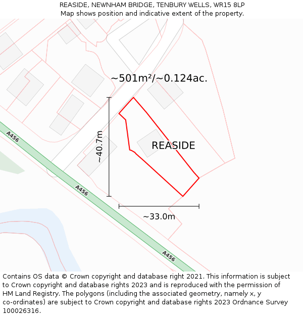 REASIDE, NEWNHAM BRIDGE, TENBURY WELLS, WR15 8LP: Plot and title map